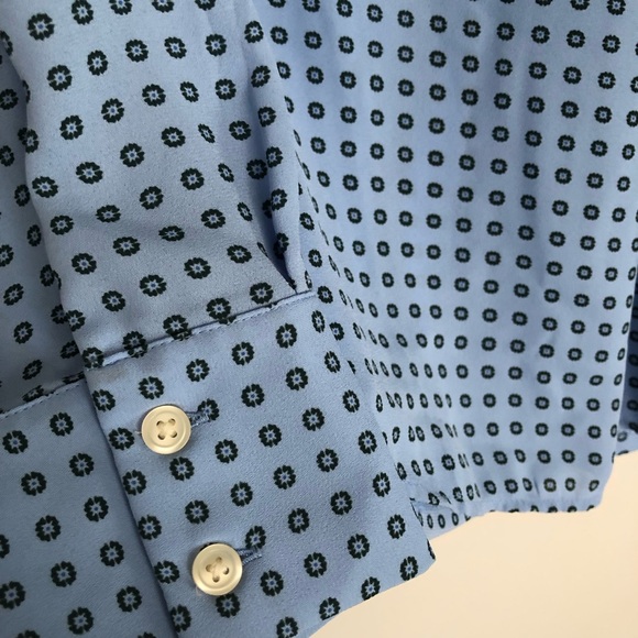 Ann Taylor Blue Pleat Front Top - Picture 2 of 5